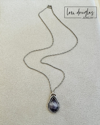 Banded Amethyst Sterling Silver Necklace
