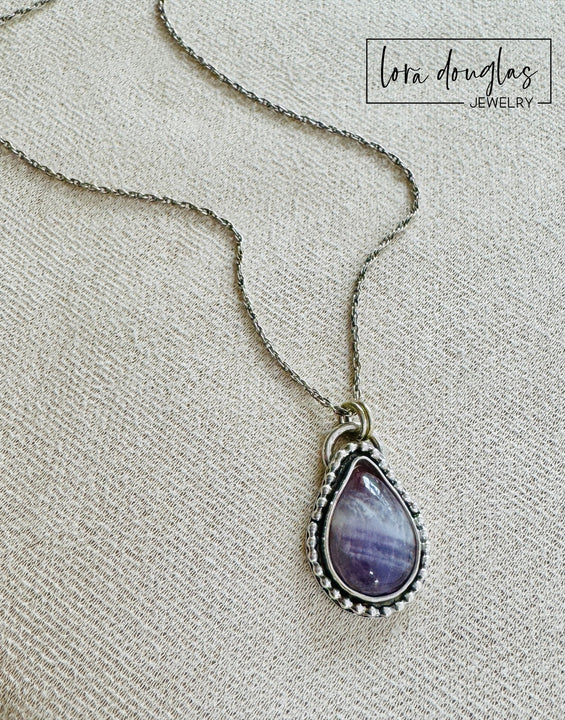 Banded Amethyst Sterling Silver Necklace
