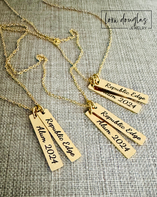 custom gold bar pendant necklace