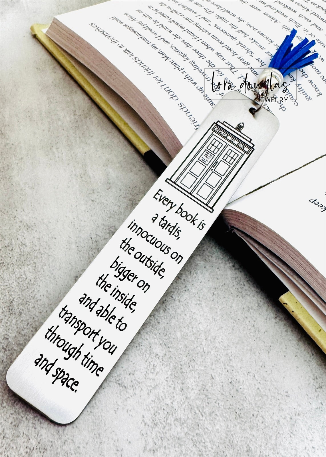 engraved metal bookmark tardis design doctor who gift for book lover