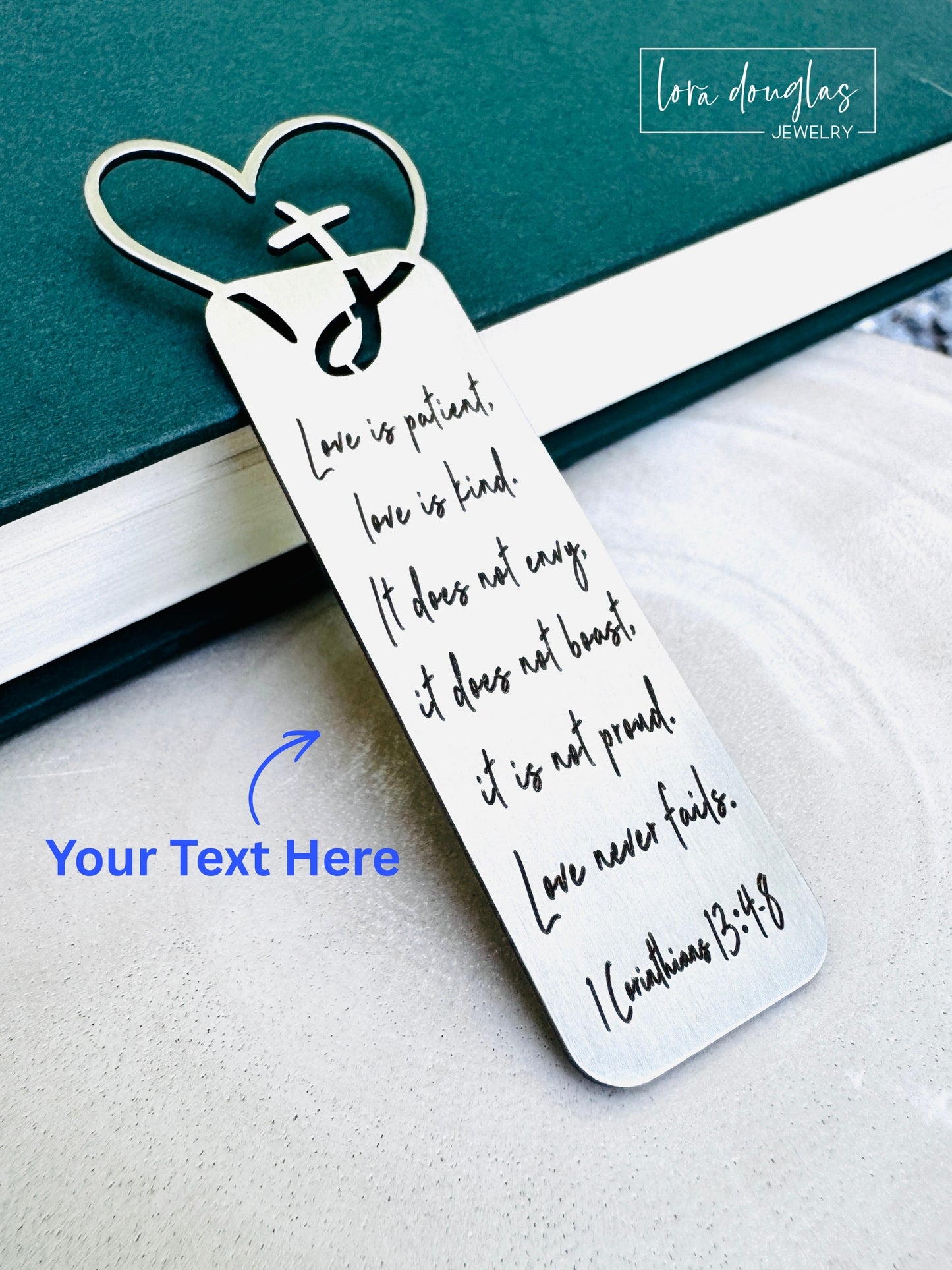 Custom Engraved Bookmark, Personalized Cross Cutout Bible Bookmark Gift