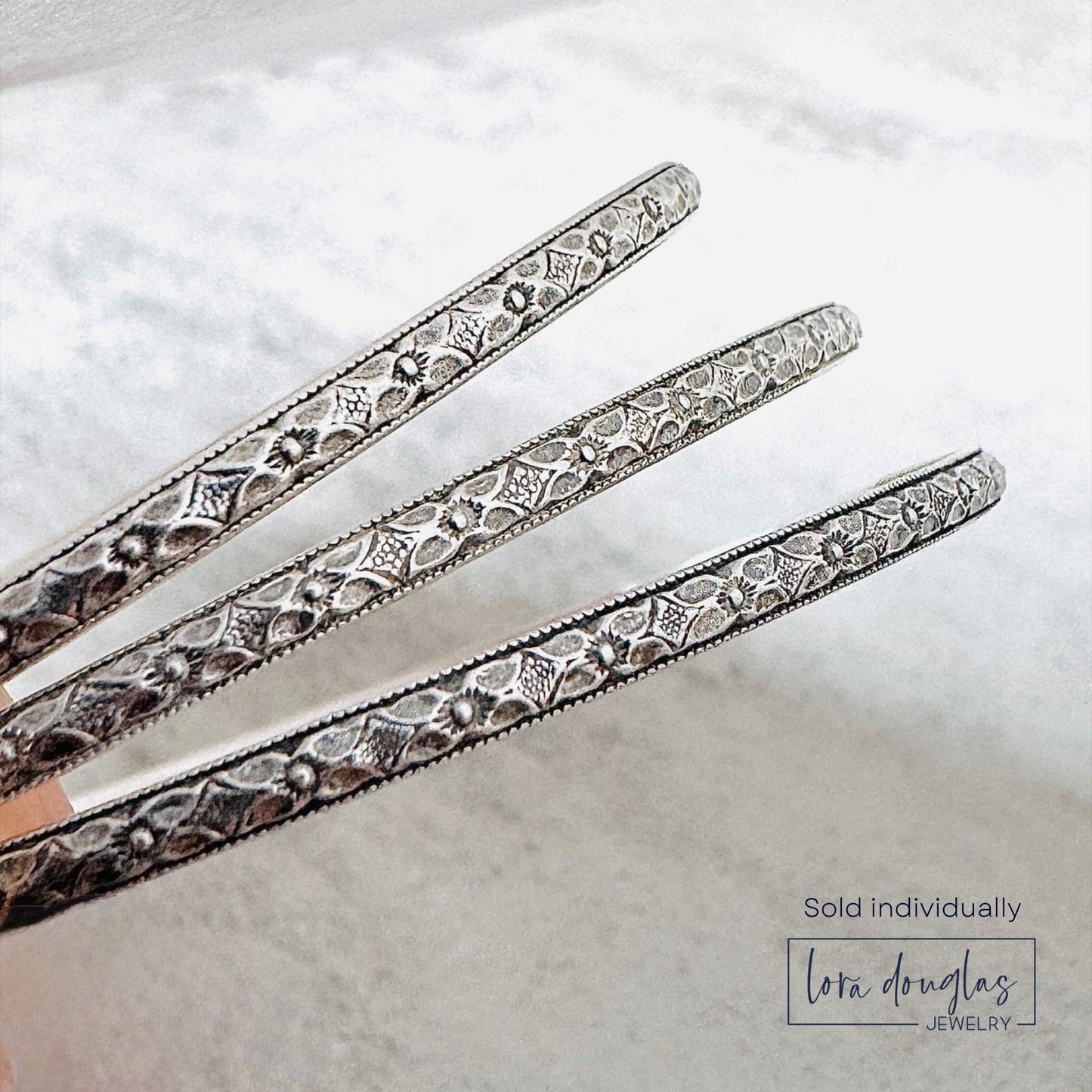 Sterling Silver Bangle Bracelet | Handcrafted 925 Silver Stacking Bracelet
