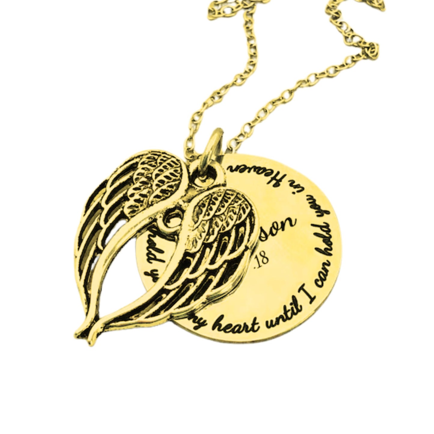 I will hold you in my Heart until I can hold you in Heaven, Memorial Necklace, Swing Locket