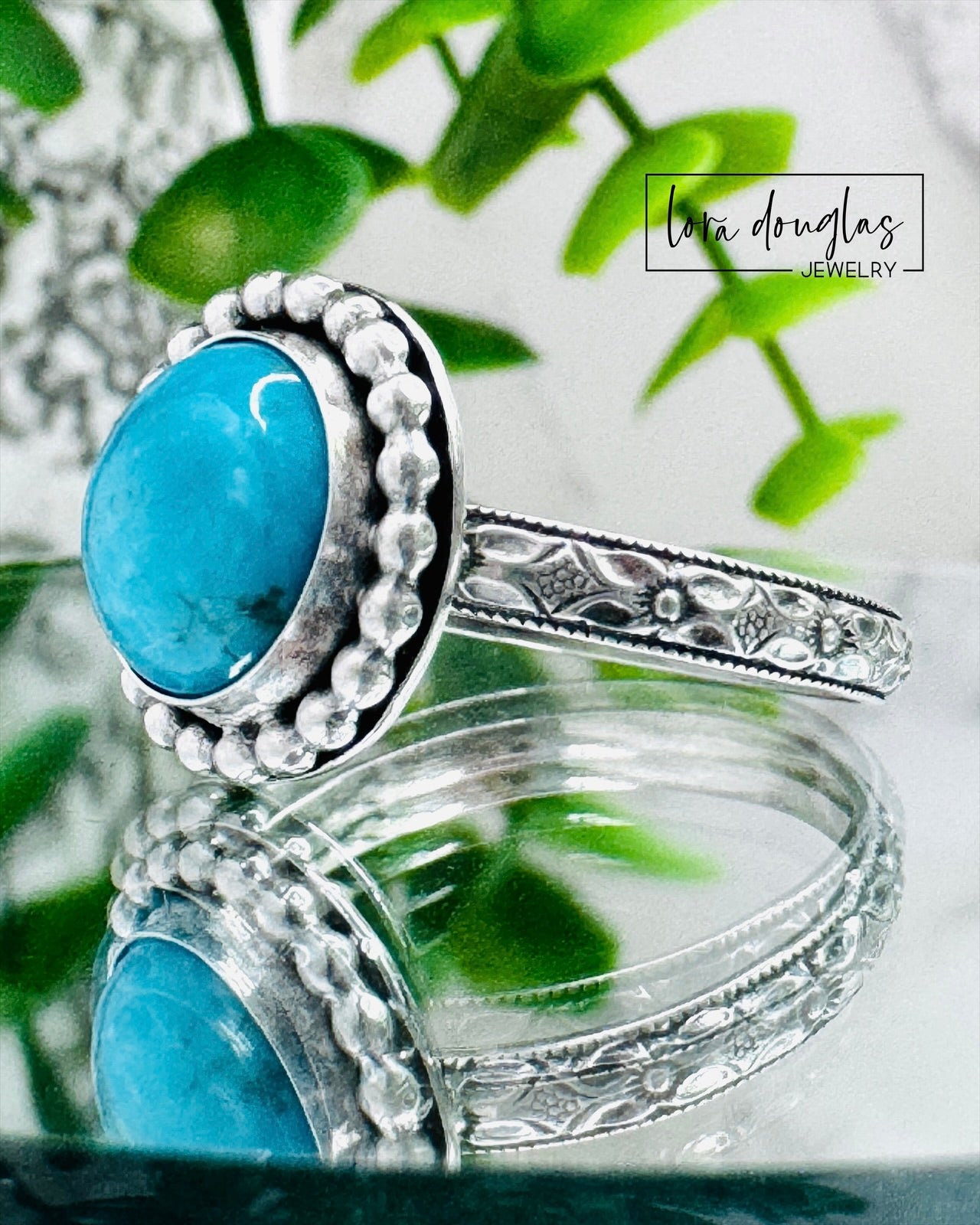 genuine Arizona Kingsman Turquoise ring handcrafted from sterling silver, featuring a 10mm round turquoise cabochon with natural color and artisan bezel setting, collectible turquoise jewelry piece