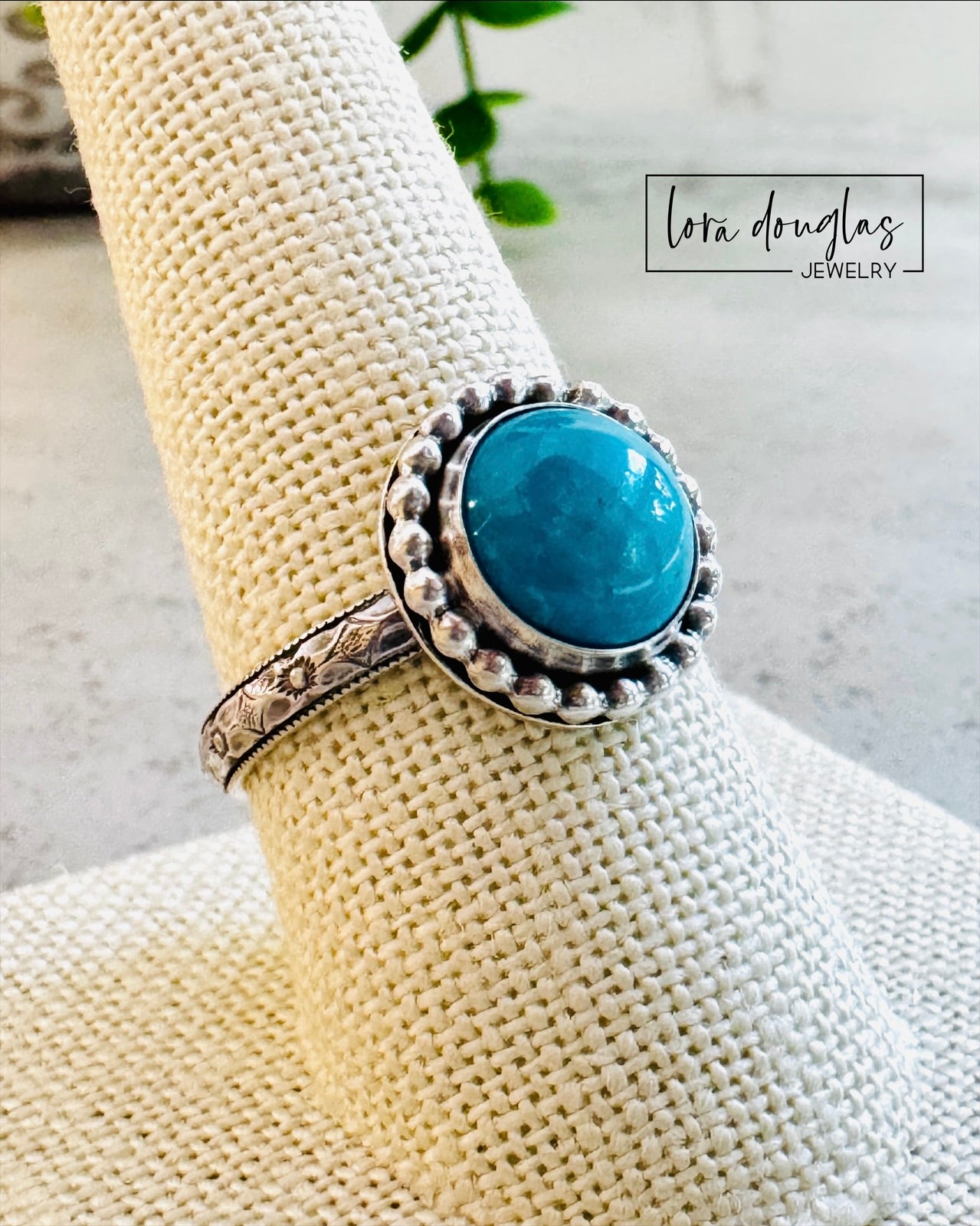 handcrafted Kingsman Turquoise ring featuring a genuine 10mm round turquoise cabochon bezel set in solid sterling silver, artisan southwestern inspired statement ring in US size 8.75 with natural blue stabilized turquoise gemstone