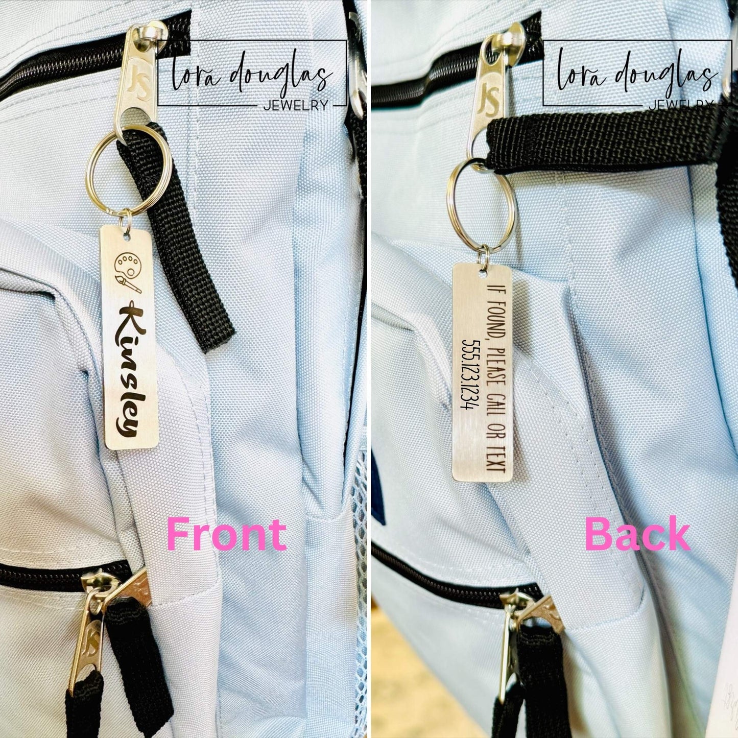 metal id tag for kids with name and phone number