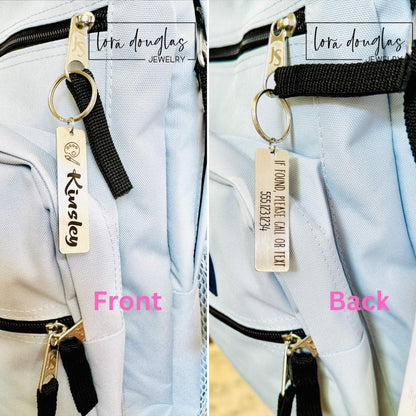 metal id tag for kids with name and phone number