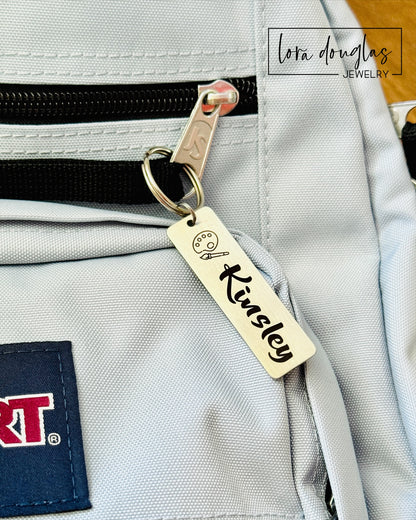 personalized stainless steel ID tag for back pack or lunch box