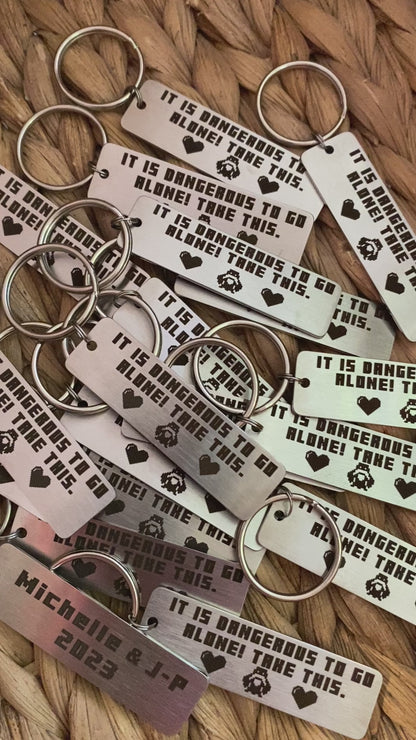 Zelda Inspired Keychain, It is dangerous to go alone! Metal Keychain