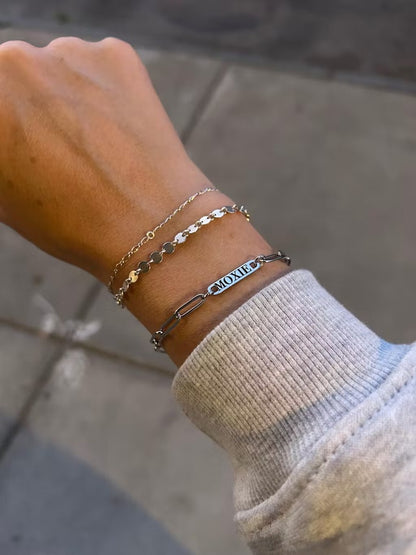 Custom Engraved Paperclip ID Bracelet, Gold or Silver