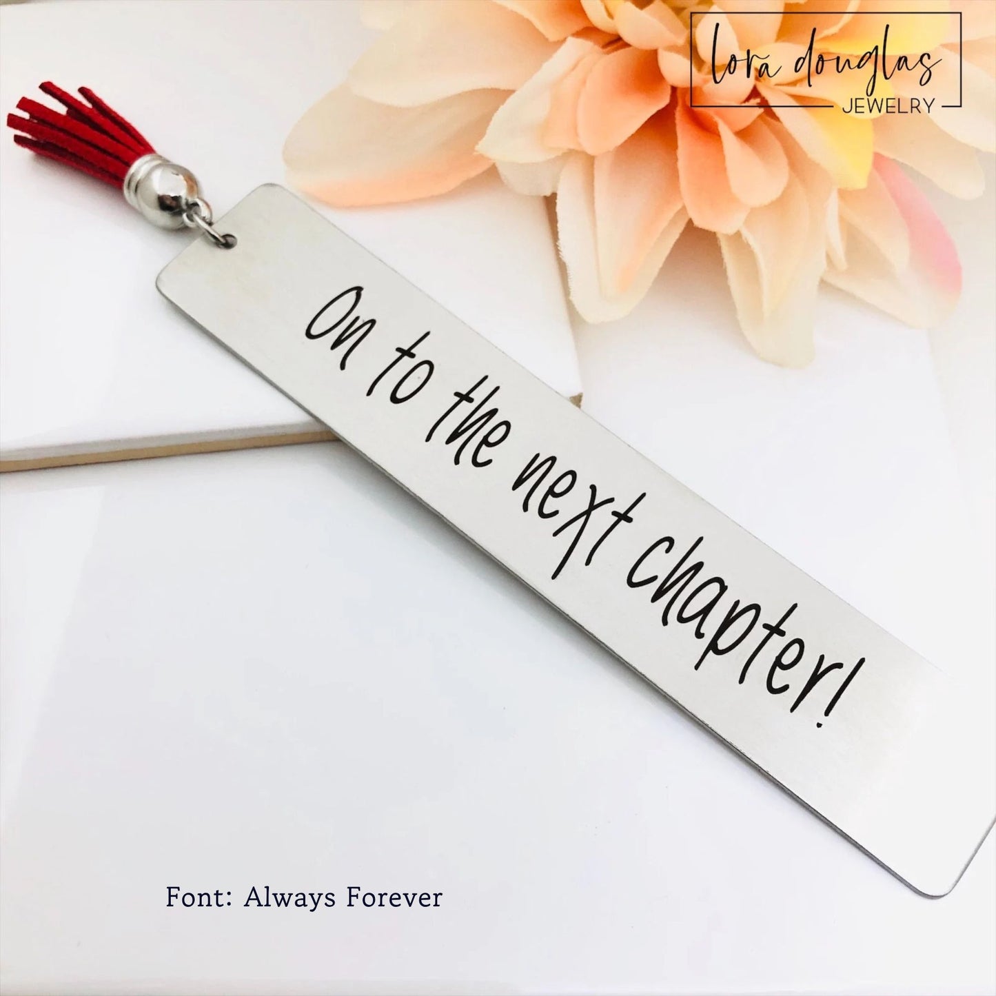 stainless steel engraved bookmark with personalized wording and colorful tassel, durable metal bookmark gift featuring permanent laser engraving for readers, educators, and special milestone celebrations