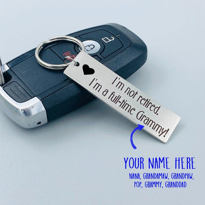 Celebrate grandparenthood with this playful Full-Time Grandparent Keychain. Crafted from durable metal and engraved with care, it’s the perfect quirky gift for grandmothers and grandfathers who’ve officially retired from work but are always on duty spoiling their grandchildren. A charming keepsake that’s as fun as it is functional—ideal for keys, bags, or even those “just in case” moments. Give the gift that says, “Your grandparent gig is the best job ever!”