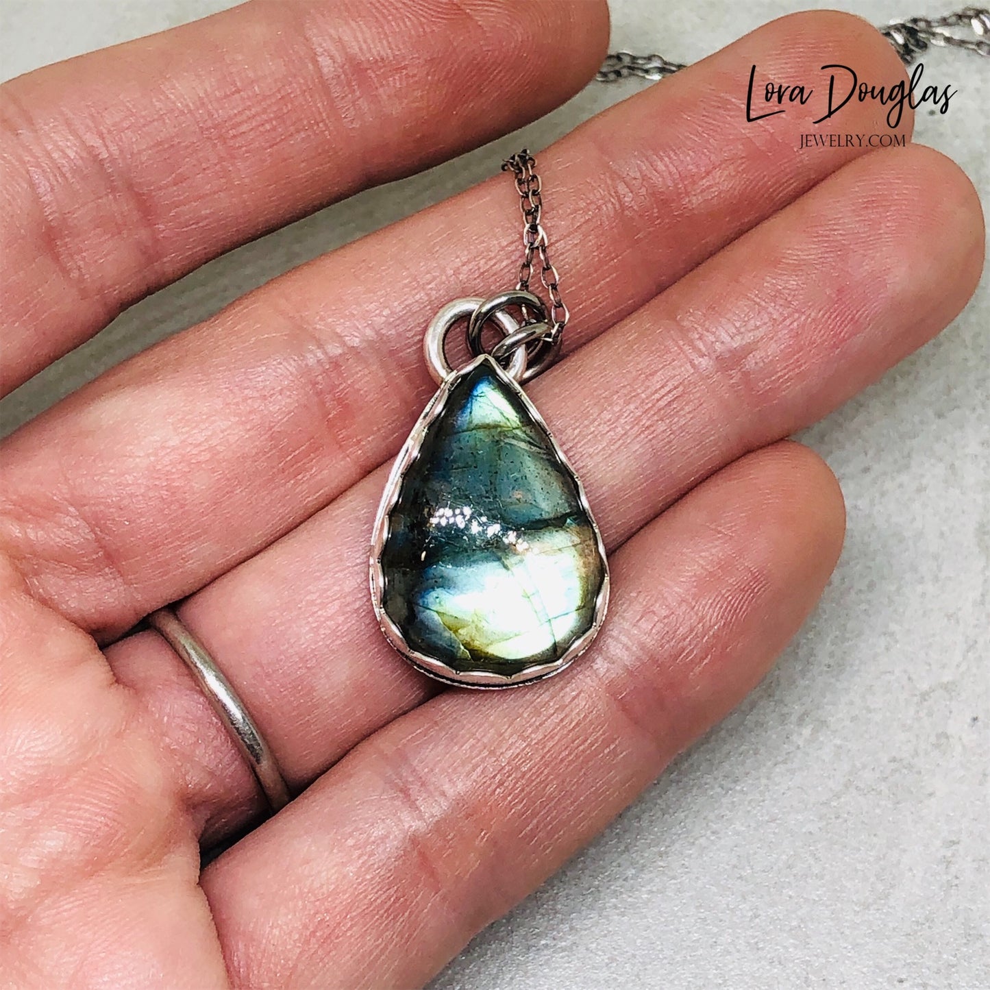 Labradorite Pendant Necklace, Sterling Silver