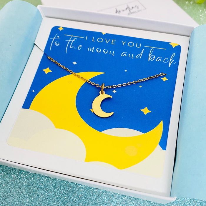 I Love You to the Moon and Back, Crescent Moon Necklace