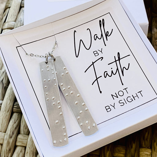 Walk by Faith Not by Sight, Tactile Braille, Double Pendant Necklace