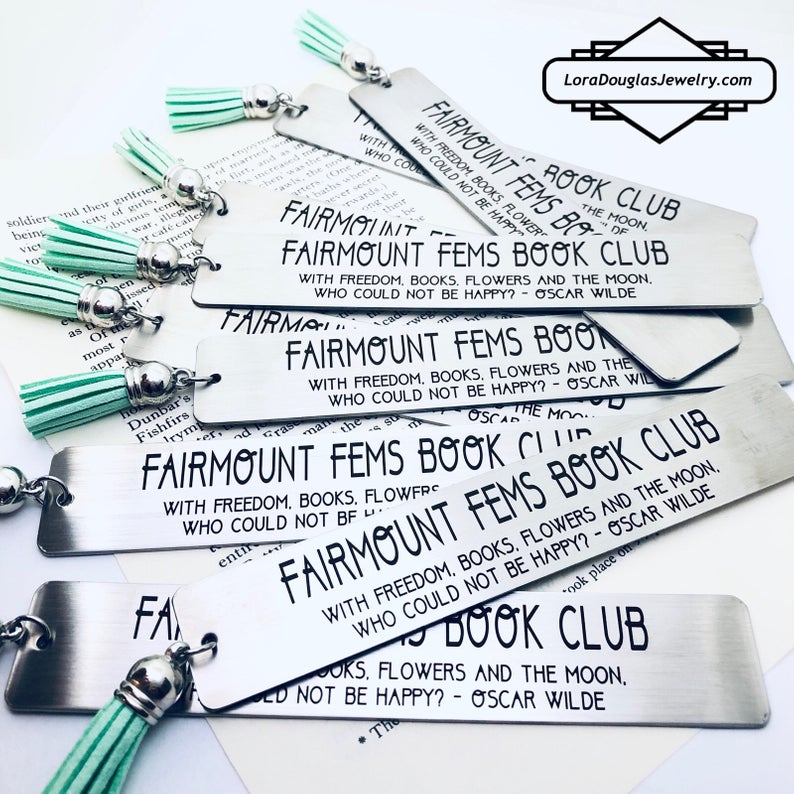 Personalized reader bookmark engraved with your custom text on brushed stainless steel. Perfect gift for book club members, BookTok readers, librarians, teachers, authors, graduates, and anyone who loves reading.