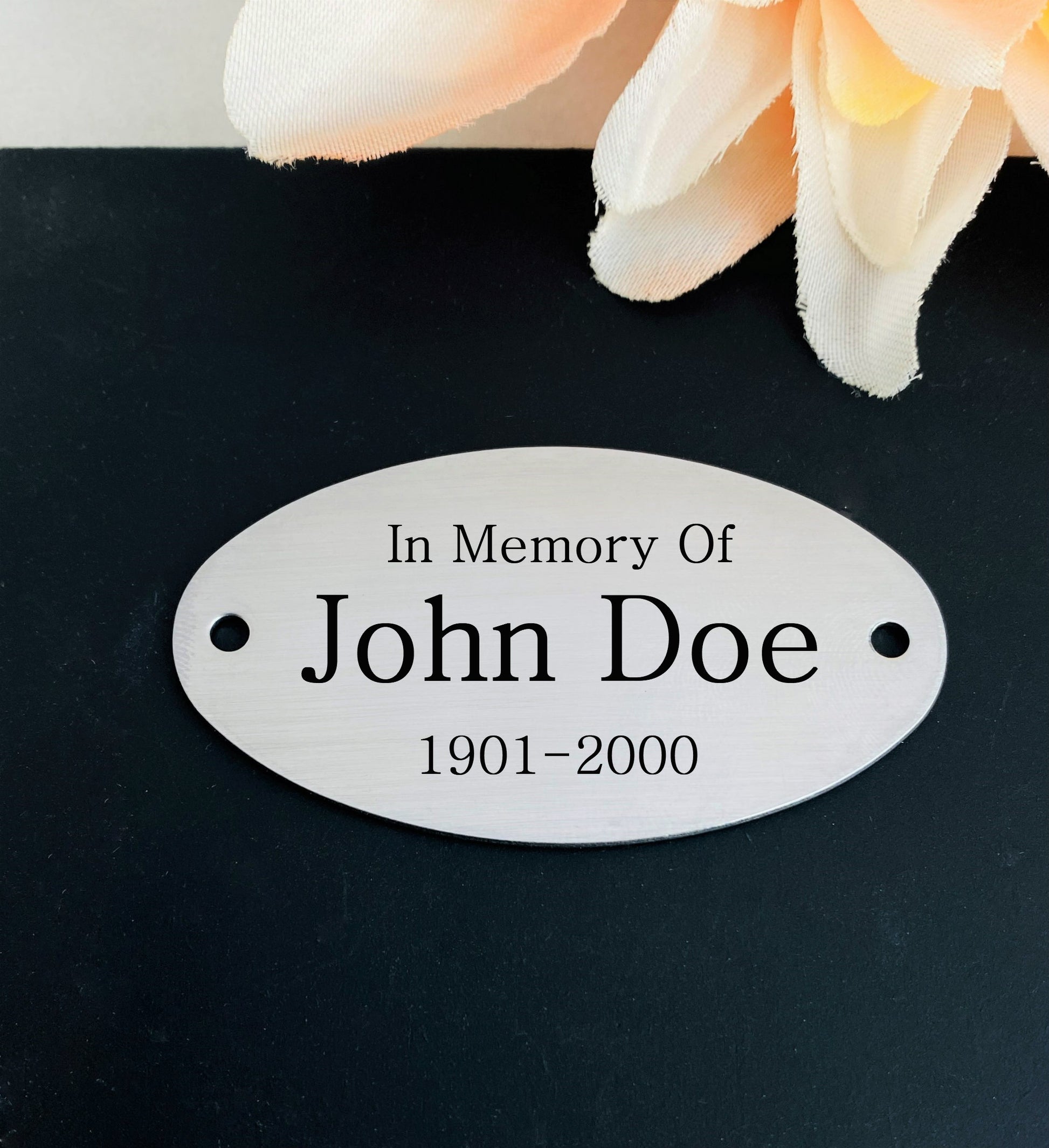 This engraved memorial plaque offers a timeless way to honor loved ones or commemorate special moments. Crafted for clarity and durability, it serves as a meaningful dedication on benches or other surfaces. Please note that hardware for mounting is not included, allowing you to select the best option for your installation needs. Ideal for personalized tributes, this plaque combines craftsmanship with lasting remembrance.