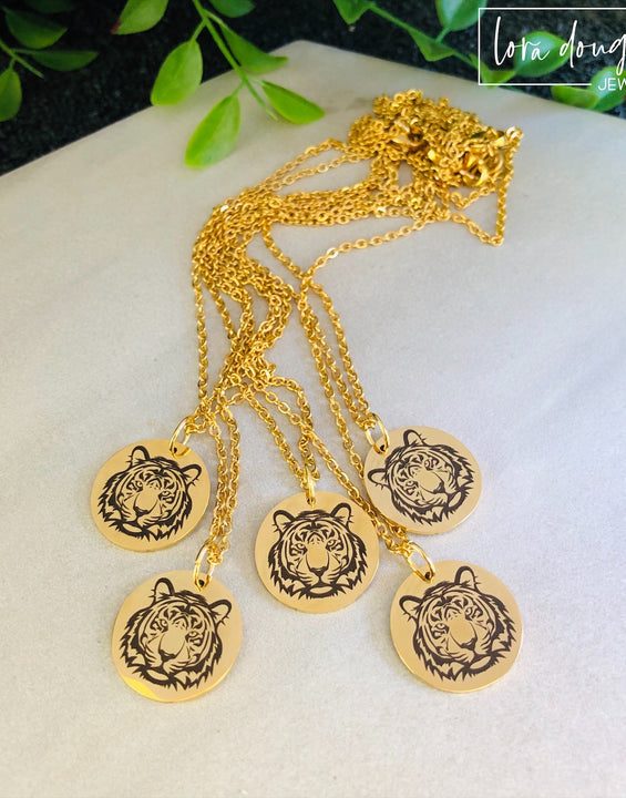 Tiger Jewelry, Tiger Bracelet, Tiger Necklace (Gold)