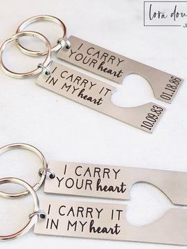 I Carry Your Heart, His and Hers Key Chains