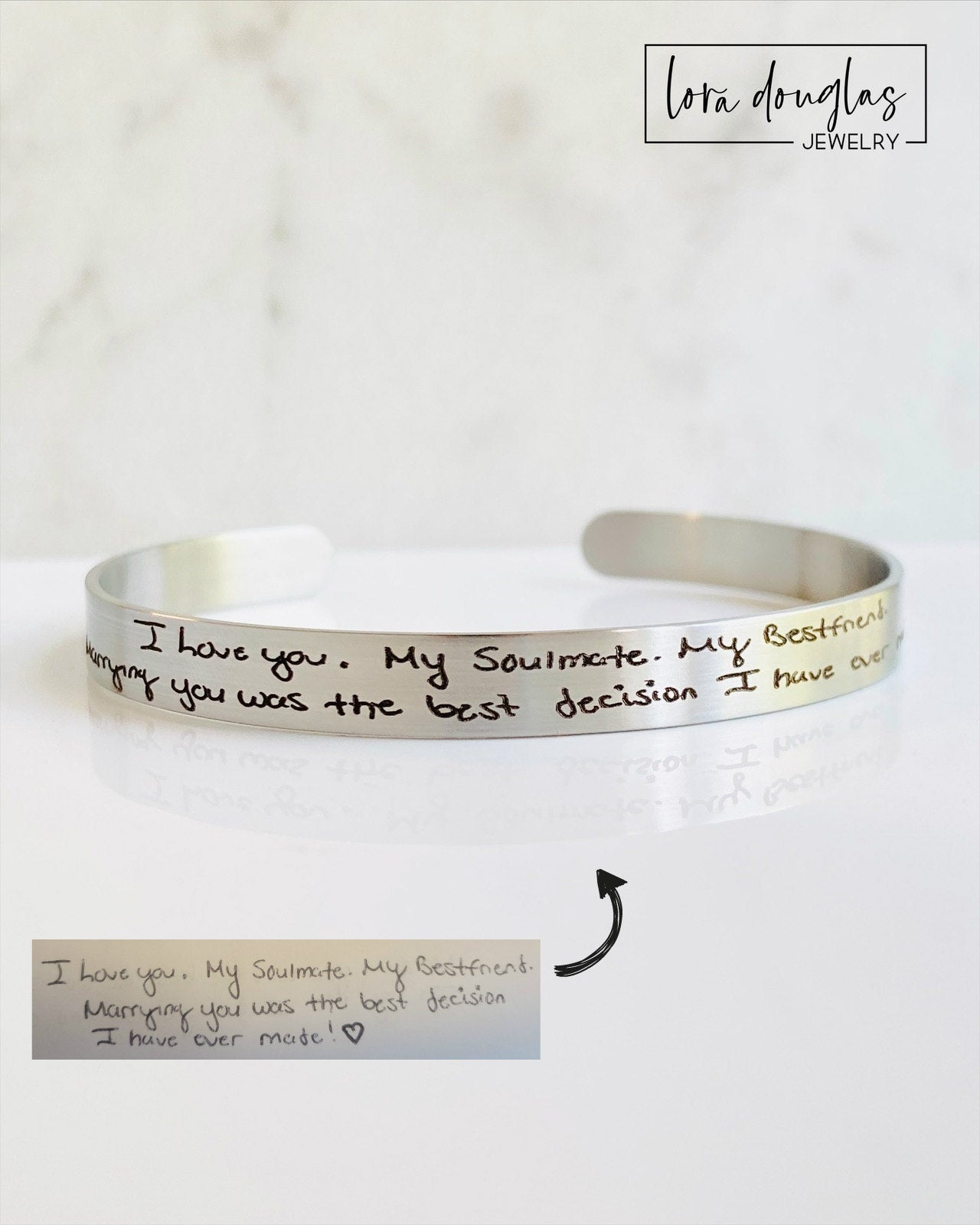 Handwriting Bracelet, Engrave Your Handwriting
