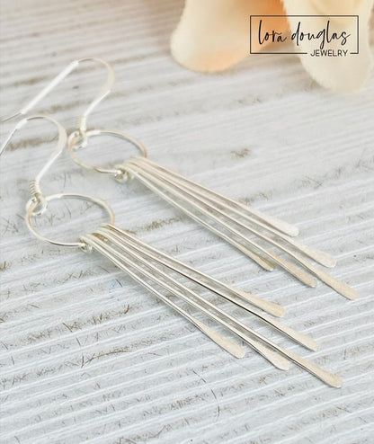 Sterling Silver Fringe Paddle Earrings