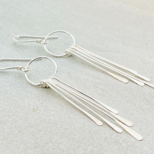 Sterling Silver Fringe Paddle Earrings