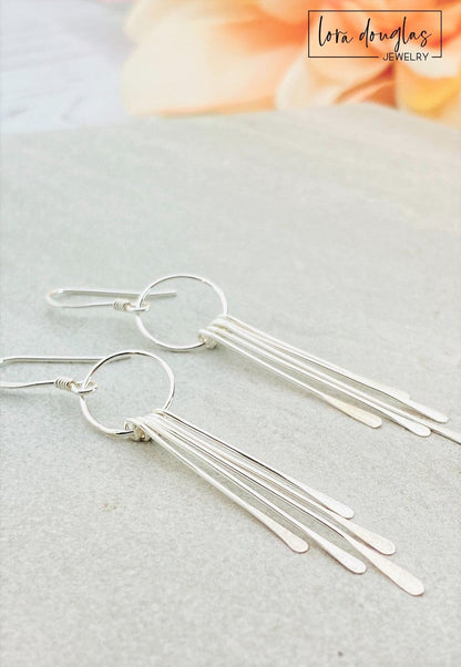 Sterling Silver Fringe Paddle Earrings