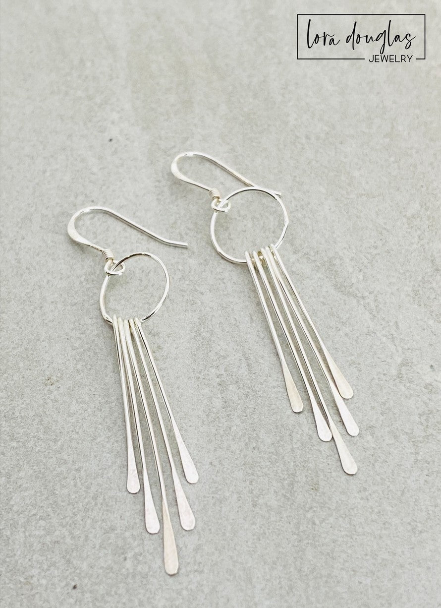 Sterling Silver Fringe Paddle Earrings