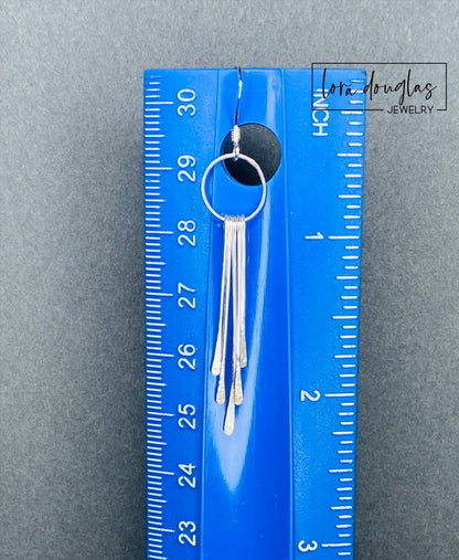 Sterling Silver Fringe Paddle Earrings