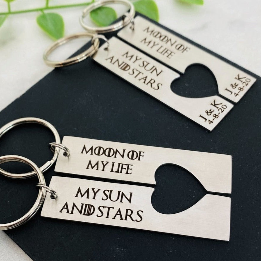 Moon of My Life and My Sun and Stars keychain set