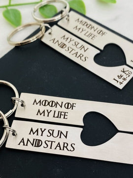 Moon of My Life, My Sun and Stars, His and Hers Key Chains