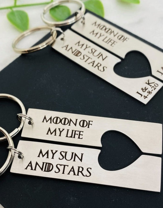 Moon of My Life, My Sun and Stars, His and Hers KeyChains