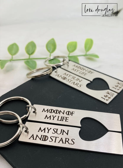 Moon of My Life and My Sun and Stars keychain set