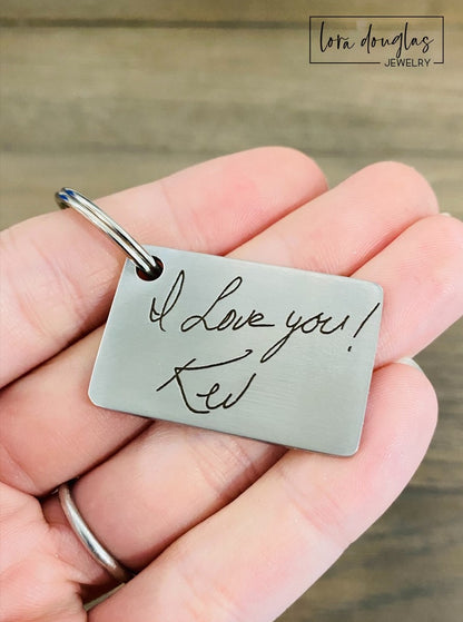 Engraved Handwriting Keychain