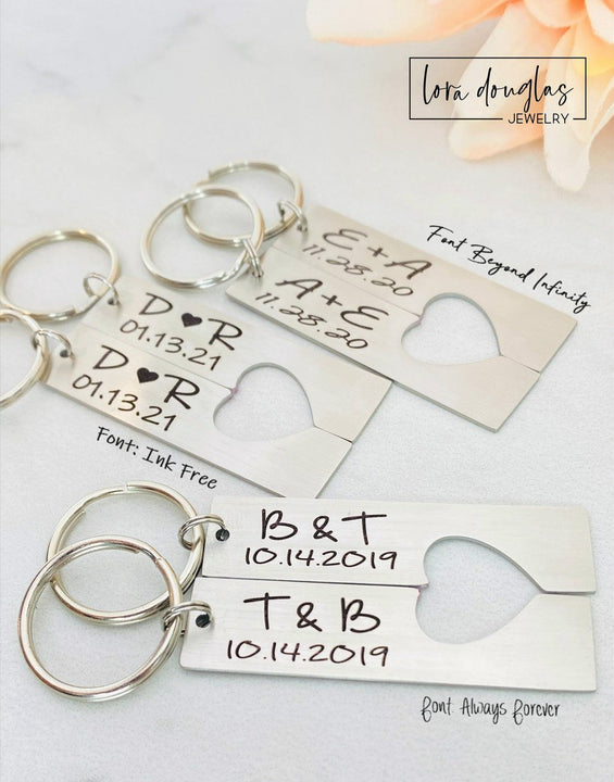 Personalized Keychain Set, His and Hers Key Chains