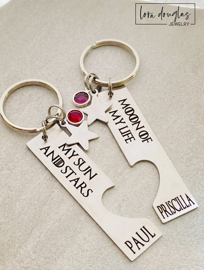 Moon of My Life and My Sun and Stars keychain set