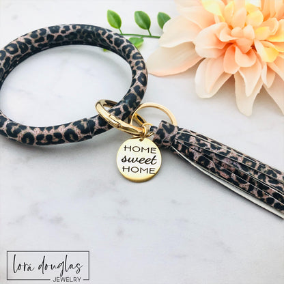 Leather Keychain Bangle Bracelet