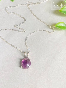 Amethyst Pendant Necklace, Sterling Silver