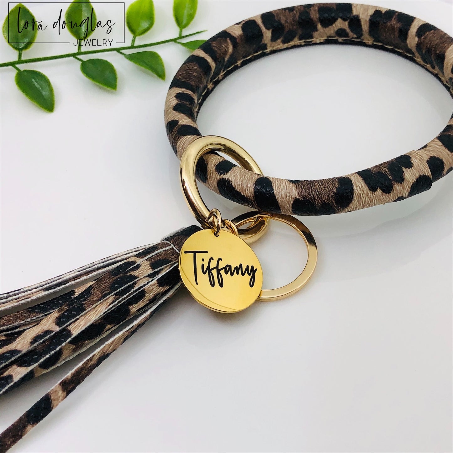 Leather Keychain Bangle Bracelet