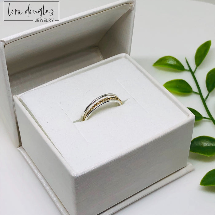 Gold and Sterling Silver Stacking Rings, 3 Stacking Ring Set