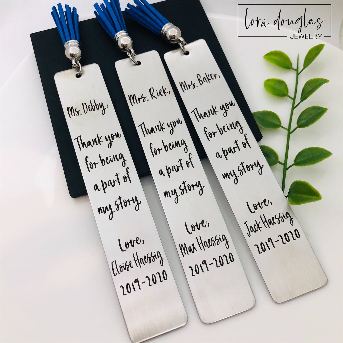 Teacher Appreciation Bookmark, Thank you for being a Part of my Story personalized with teacher and student names