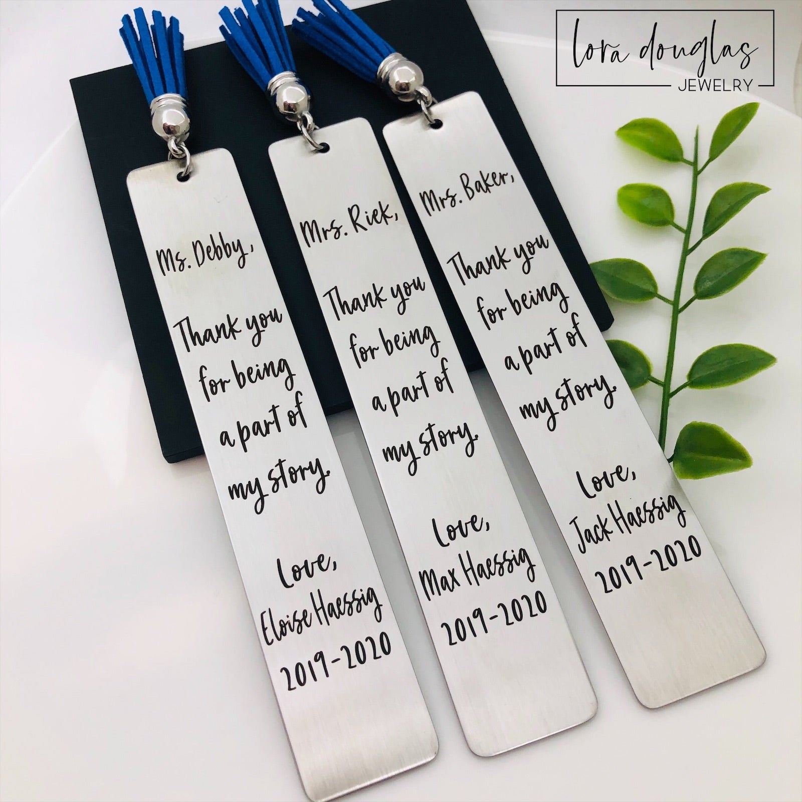 Teacher Appreciation Bookmark, Thank you for being a Part of my Story personalized with teacher and student names