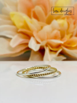 Gold and Sterling Silver Stacking Rings, 3 Stacking Ring Set