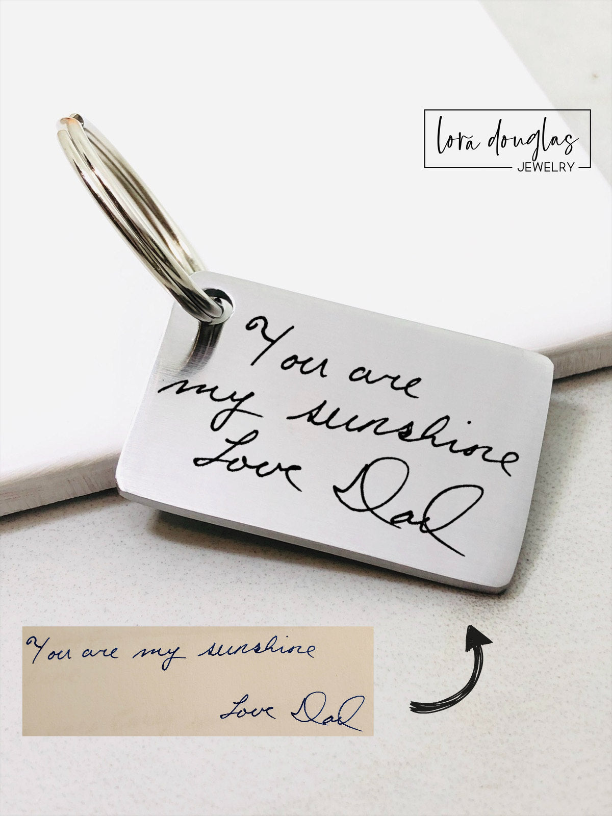 Engraved Handwriting Keychain