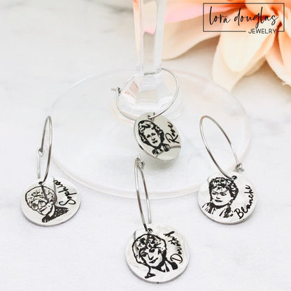 Golden Girls Wine Glass Charm Set
