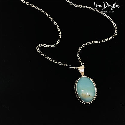 Natural Amazonite Pendant Necklace, Sterling Silver