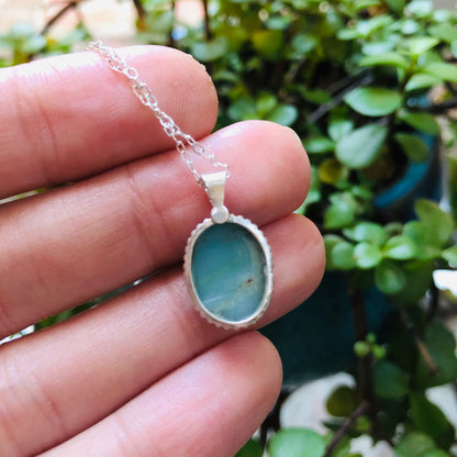 Natural Amazonite Pendant Necklace, Sterling Silver