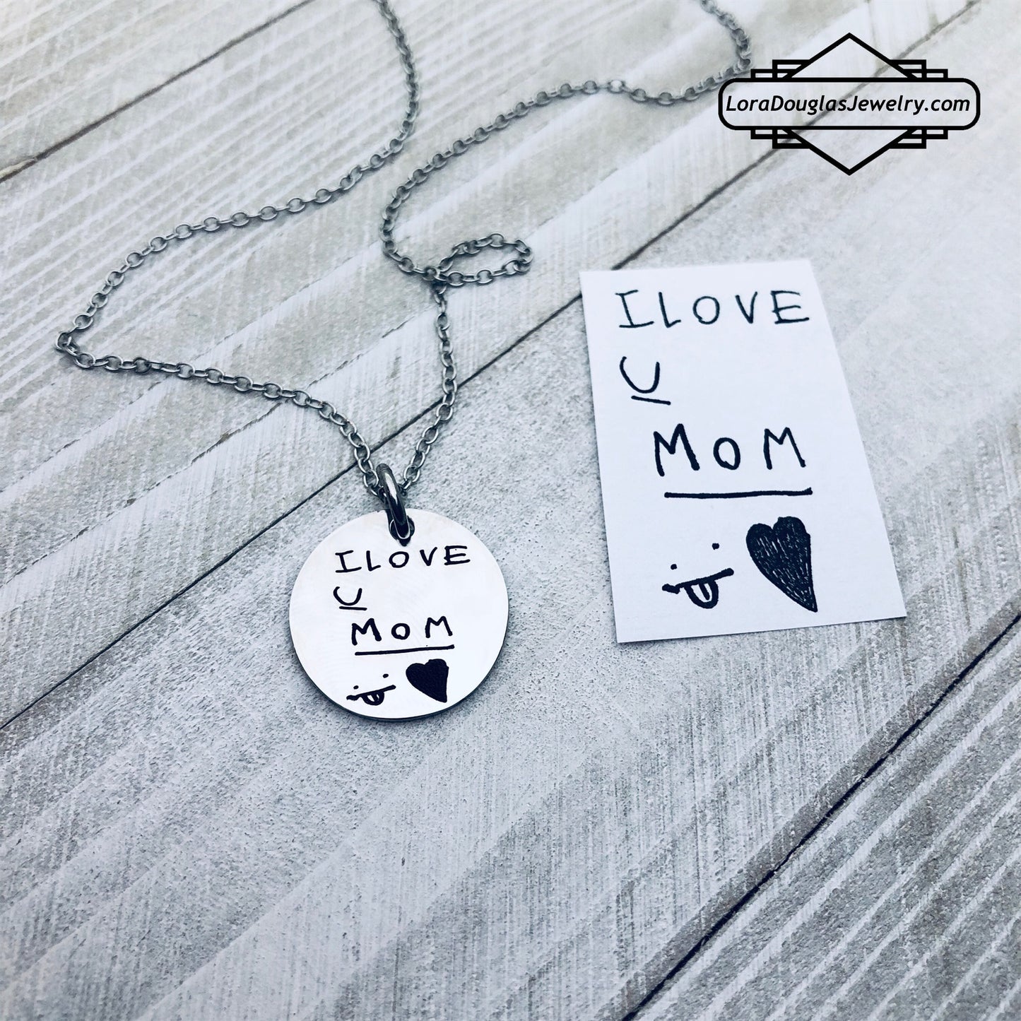 Capture a cherished memory with this Handwriting Jewelry, expertly engraved with your child’s own handwriting.