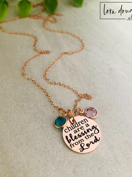 Children Are A Blessing From The Lord Necklace, Birthstone Jewelry