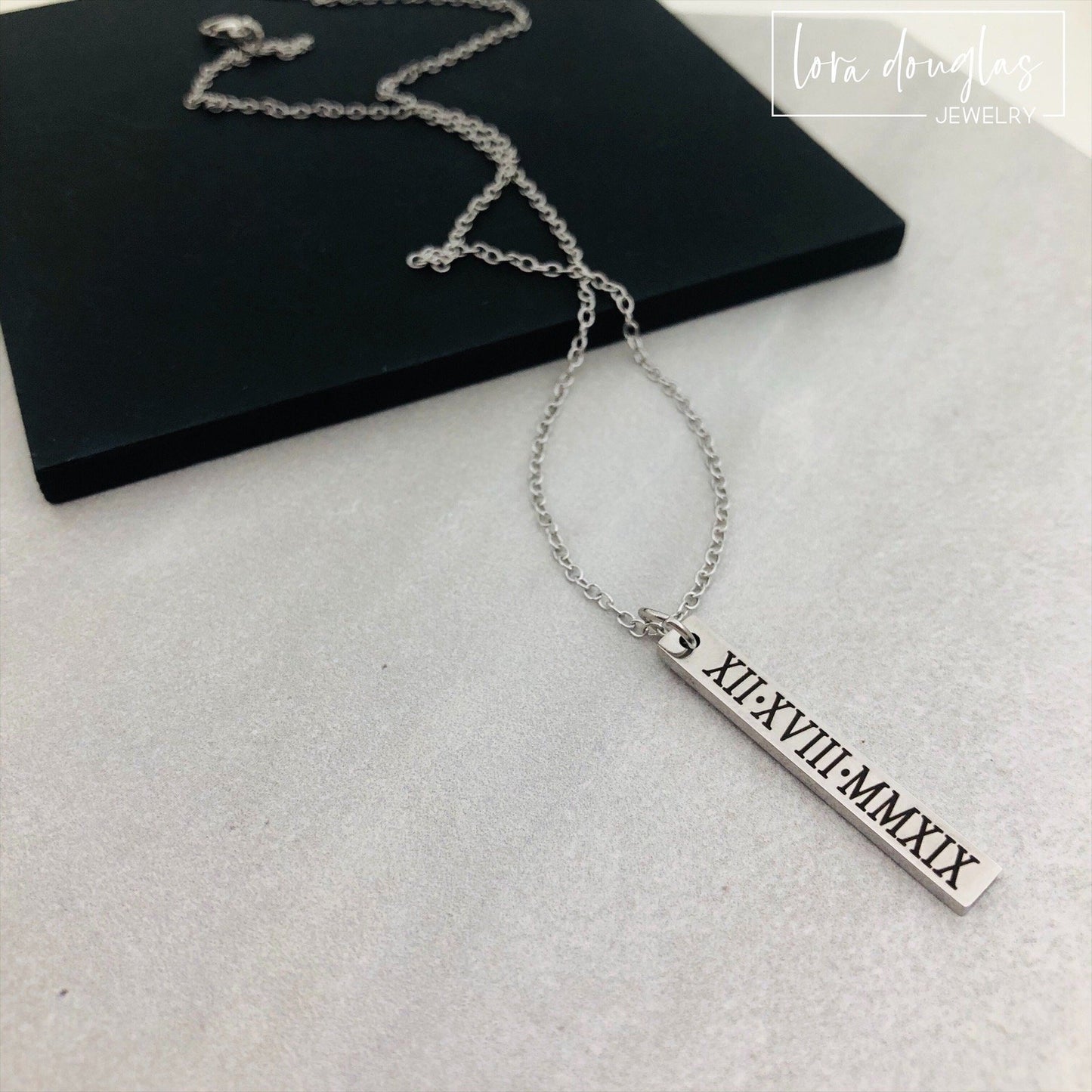 Silver Roman Numerals Necklace